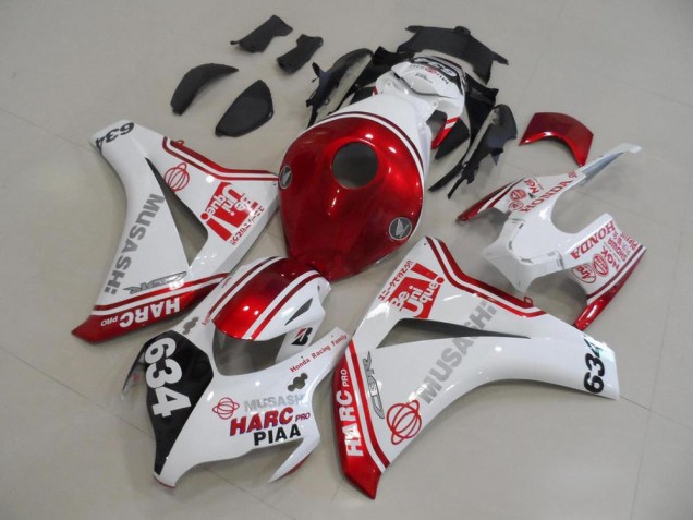 Weiß Rot HARC Pro PIAA 634 Honda CBR 1000 RR 2008-2011 Motorrad Verkleidung Weiß Rot HARC Pro PIAA 634 Honda CBR 1000 RR 2008-2011 Motorrad Verkleidung