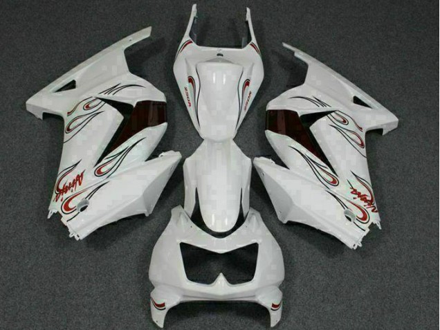 Weiß Rot Kawasaki EX250 2008-2012 Motorrad Verkleidungen Weiß Rot Kawasaki EX250 2008-2012 Motorrad Verkleidungen