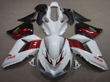Weiß Rot Ninja Kawasaki ZX14R ZZR 1400 2006-2011 Motorrad Verkleidungen