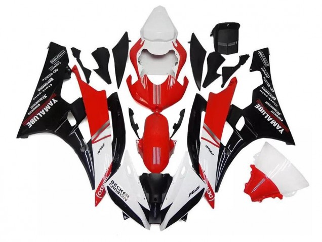 Weiß Rot Schwarz Yamaha R6 2006-2007 Motorrad Verkleidung Weiß Rot Schwarz Yamaha R6 2006-2007 Motorrad Verkleidung