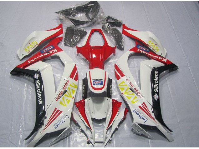 Weiß Rot Silkolene Kawasaki ZX10R 2011-2015 Motorrad Verkleidungen Weiß Rot Silkolene Kawasaki ZX10R 2011-2015 Motorrad Verkleidungen