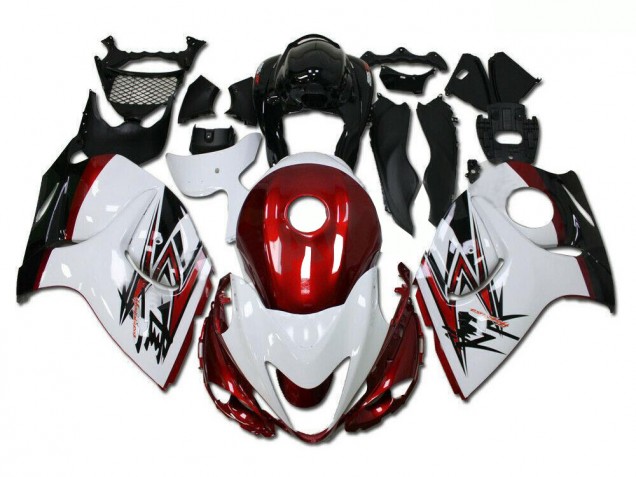 Weiß Rot Suzuki GSXR 1300 Hayabusa 2008-2019 Motorrad Verkleidungen Weiß Rot Suzuki GSXR 1300 Hayabusa 2008-2019 Motorrad Verkleidungen