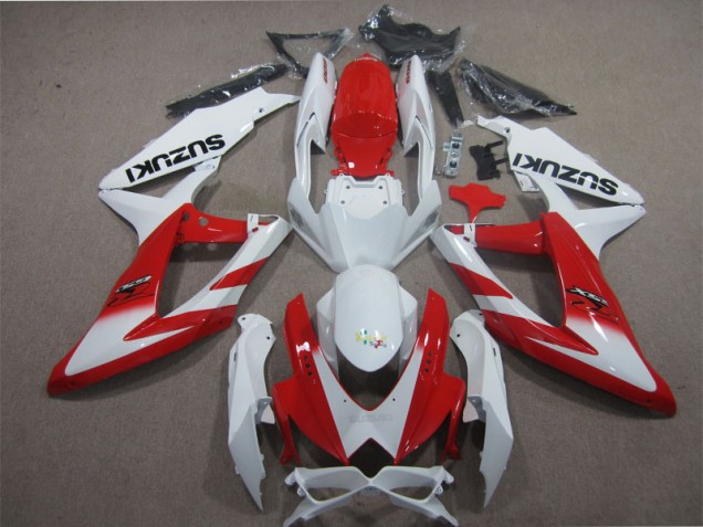 Weiß Rot Suzuki GSXR 600 K8 2008-2010 Motorrad Verkleidungen Weiß Rot Suzuki GSXR 600 K8 2008-2010 Motorrad Verkleidungen