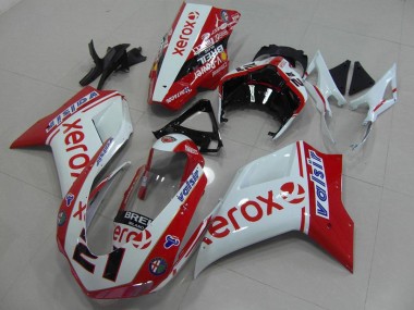Weiß Rot Xerox Ducati 848 1098 1198 2007-2014 Motorrad Verkleidung