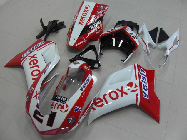 Weiß Rot Xerox Ducati 848 1098 1198 2007-2014 Motorrad Verkleidung Weiß Rot Xerox Ducati 848 1098 1198 2007-2014 Motorrad Verkleidung