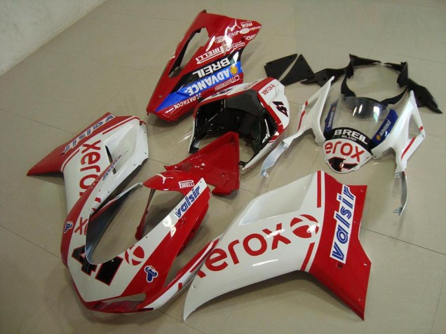 Weiß Rot Xerox Ducati 848 1098 1198 2007-2014 Motorrad Verkleidungen Weiß Rot Xerox Ducati 848 1098 1198 2007-2014 Motorrad Verkleidungen