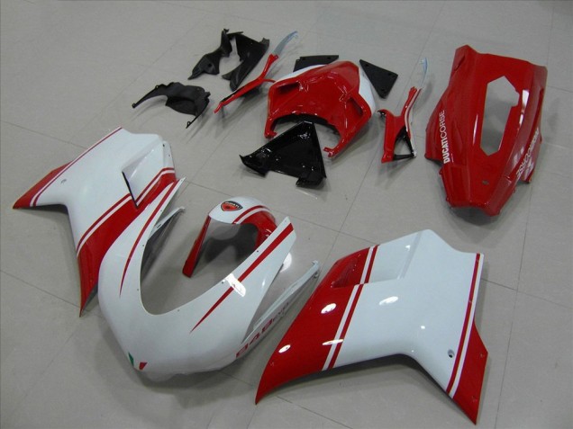 Weiß Und Rot Rennen Version Ducati 848 1098 1198 2007-2014 Motorrad Verkleidungen Weiß Und Rot Rennen Version Ducati 848 1098 1198 2007-2014 Motorrad Verkleidungen